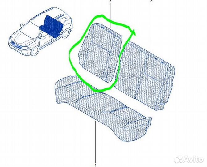 Сидение заднее правое Renault Duster F4RE410 2019