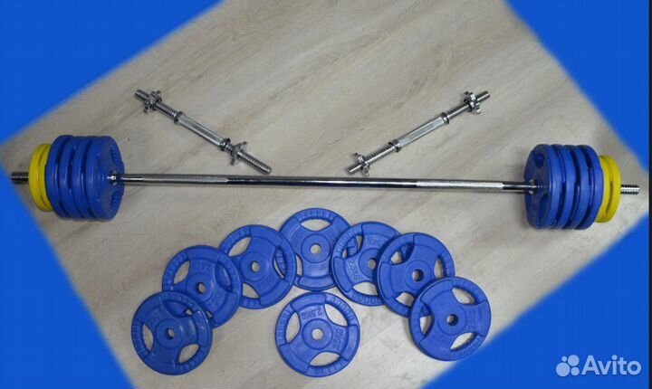 Набор штанга и гантели, вес набора 55 кг