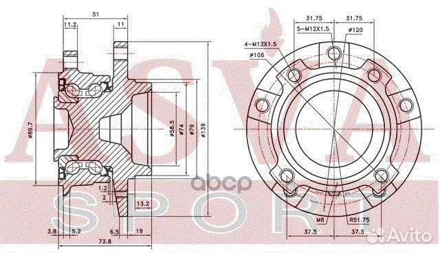 Ступица передняя bmwhe60F asva