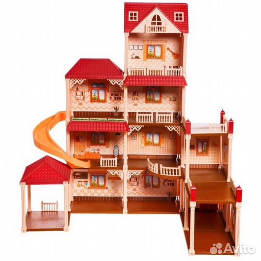 Большой кукольный дом с аксессуарами и куклами