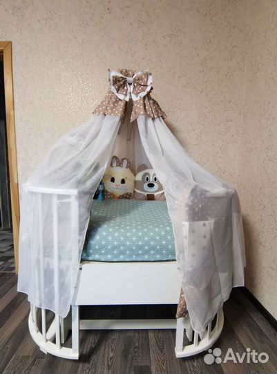 Комплект в кроватку/бортики/балдахин/одеяло/подушк