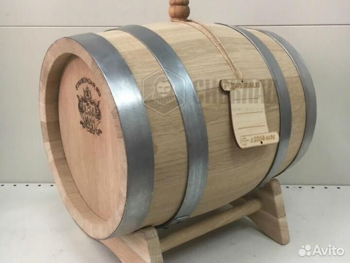 Бочка дубовая заливная, 10л (Очень сильный обжиг)