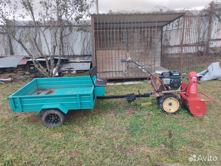 Снегоуборщик мотоблок + прицеп и навесное