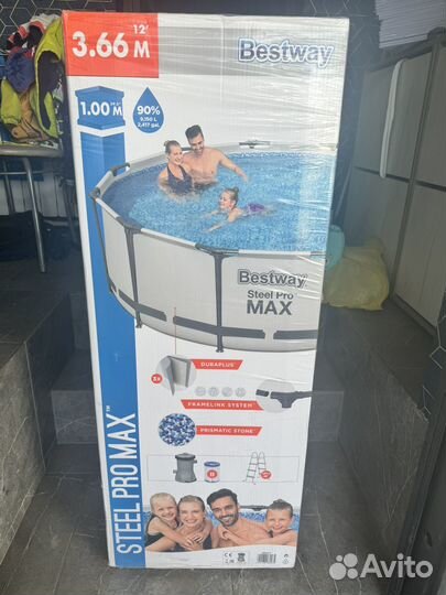 Каркасный бассейн 366 на 100 с лестницей