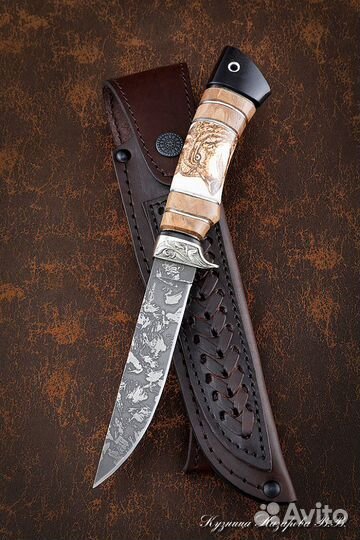 Нож Кардинал D2 карельская береза рог лося