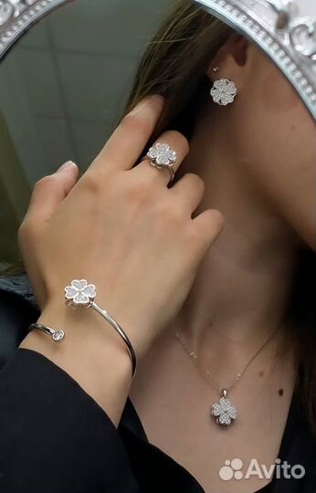 Подвеска, серьги, кольцо, браслет клевер