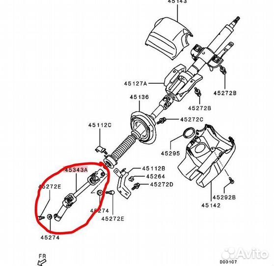 Рулевой карданчик Mitsubishi Pajero Sport KG 4D56U