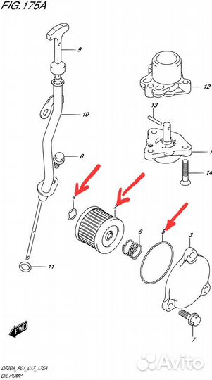 Фильтр масляный Suzuki df9.9-20 (16510-45H10)