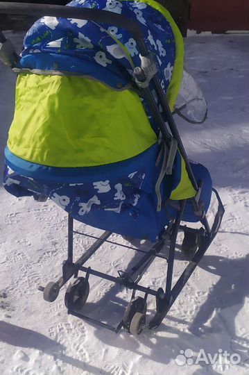 Детские санки коляска с колесами