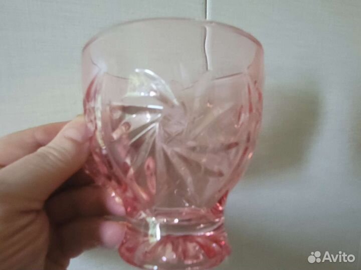 Чайная пара розовое стекло