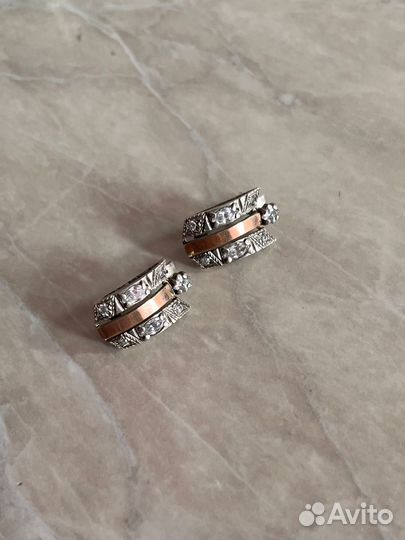 Серьги серебряные с золотом