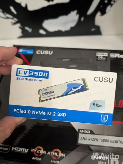 Ryzen 5 5500 +B450m +16Gb 3600Mhz +512Gb SSD+Кулер