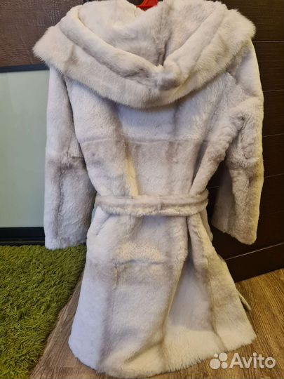 Шуба кролик с отделкой норка