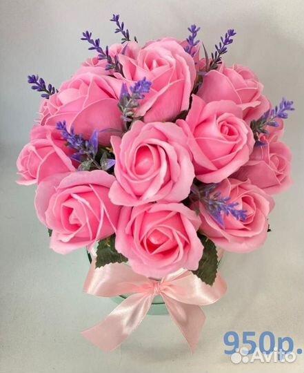 Букет из мыльных роз в коробке