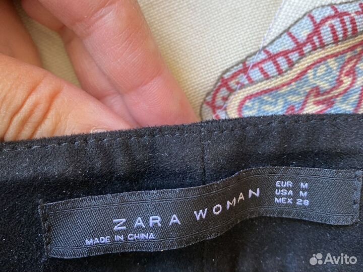 Замшевые брюки zara черные