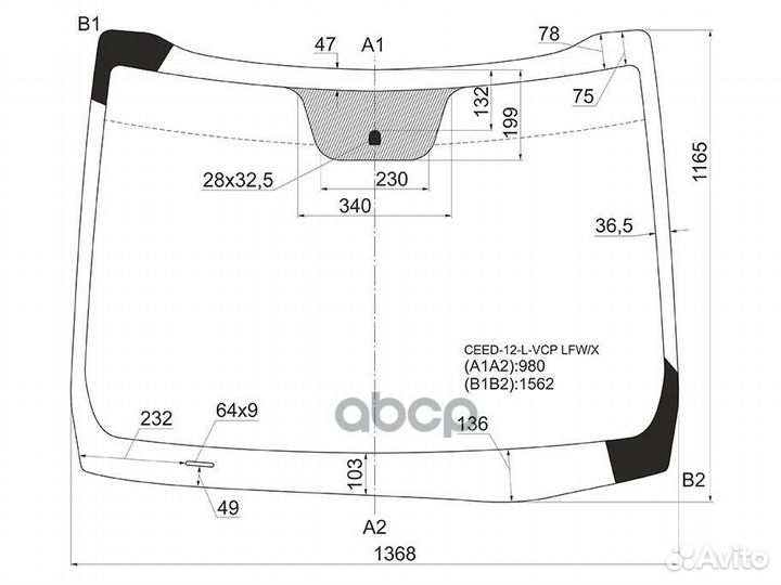 Стекло лобовое KIA ceed 5D HBK/WGN 12-18 ceed-1