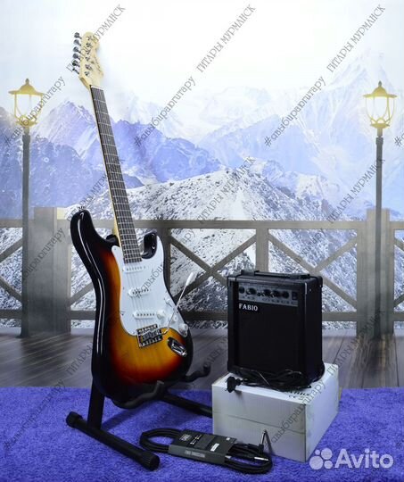 Электрогитара и комбик 10W (новые) + аксессуары