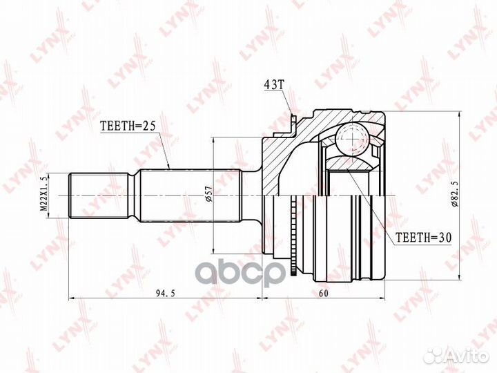 ШРУС наружный lynxauto CO-3636A mitsubishi Lanc