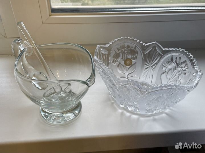 Конфетница хрусталь и соусник СССР