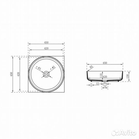 Раковина Vincea Solid Surface VBS-6S16 45 см