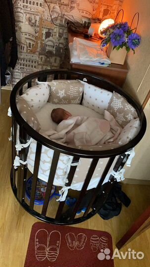 Круглая Детская кроватка 6 в 1
