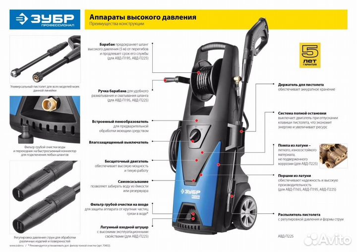 Мойка высокого давления зубр П-195, 2500 Вт