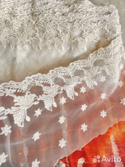 Широкое мягкое кружево бохо вышивка на сетке 22см