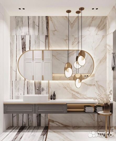 Зеркало в раме с подсветкой капсула