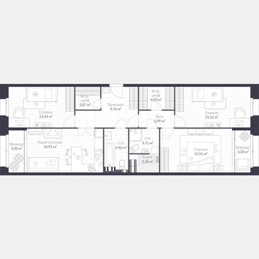 3-к. квартира, 100,8 м², 3/3 эт.