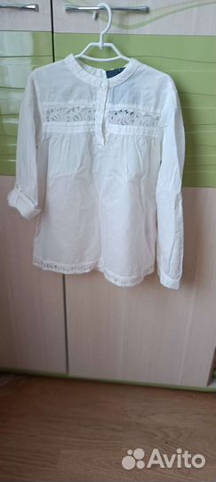 Блуза для девочки,белая, очень красивая, хлопок