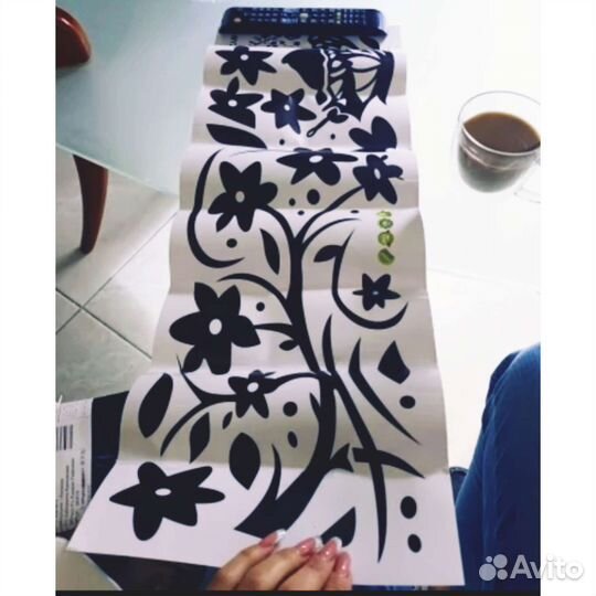 Наклейки на Холодильник (Цветы и Бабочки)