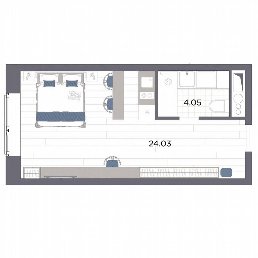 Апартаменты-студия, 28,1 м², 5/14 эт.