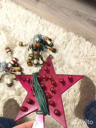 Звезда на ёлку. Гирлянда. ссср. ретро. Винтаж. Под