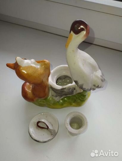 Фарфоровая чернильница «Лиса и журавль»