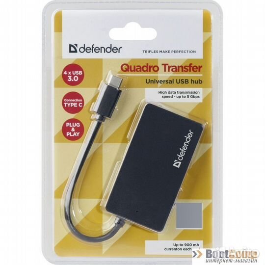 Универсальный USB разветвитель Defender Quadro Transfer 83208