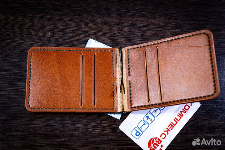Зажим для купюр и карт из натуральной кожи