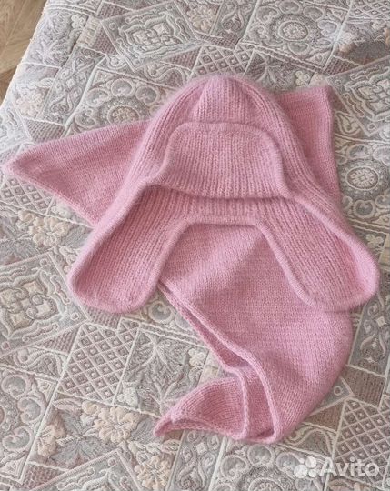 Шапка ушанка женская вязаная