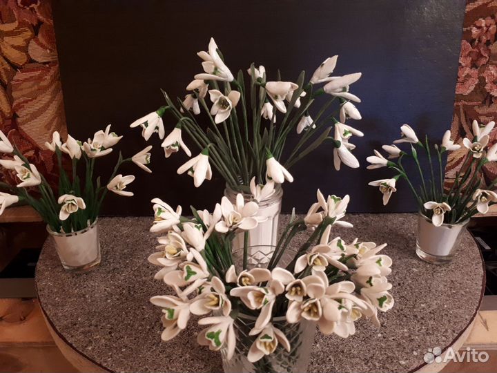 Подснежники из холодного фарфора