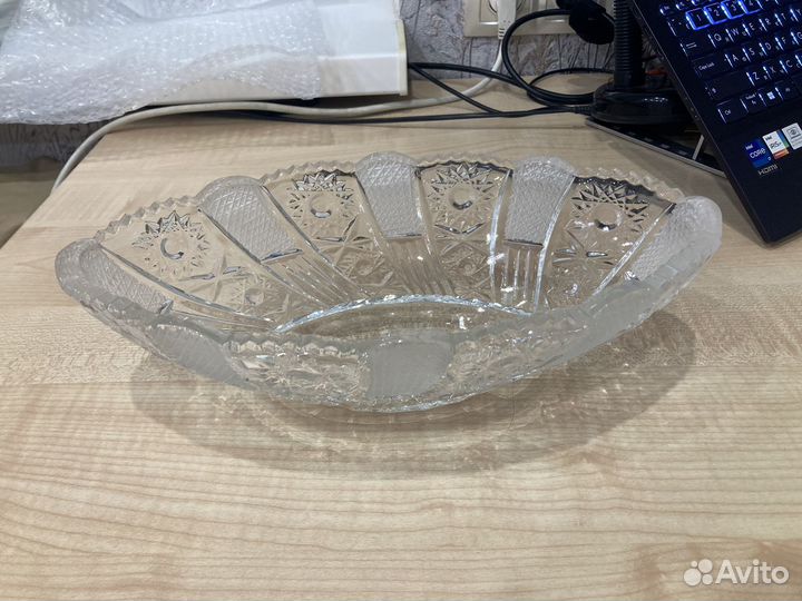 Хрустальная салатница ладья СССР