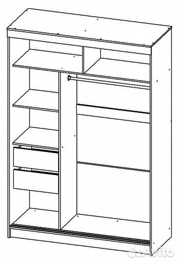 Шкаф купе Танго, без зеркал, 1,5м