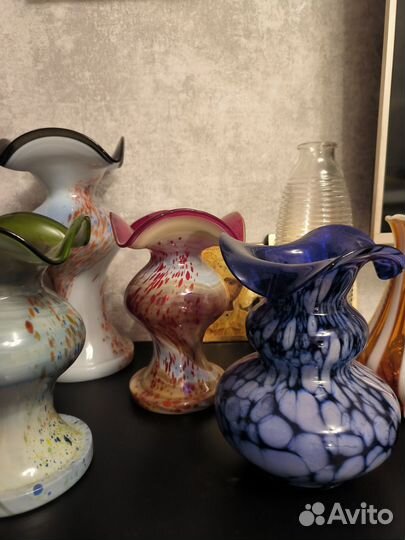 Вазы из цветного стекла СССР