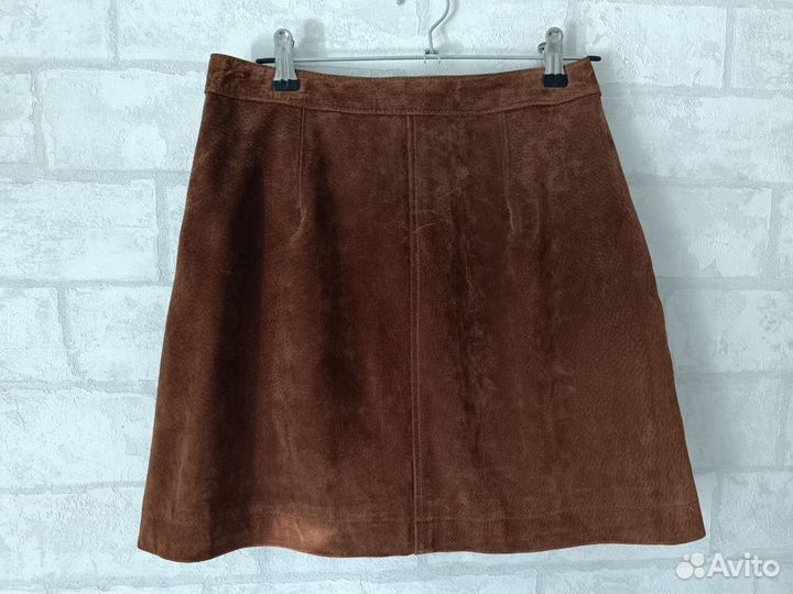 Кожаная мини юбка натуральная 42 Stradivarius