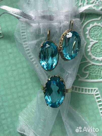 Серьги и кольцо серебро 875 СССР