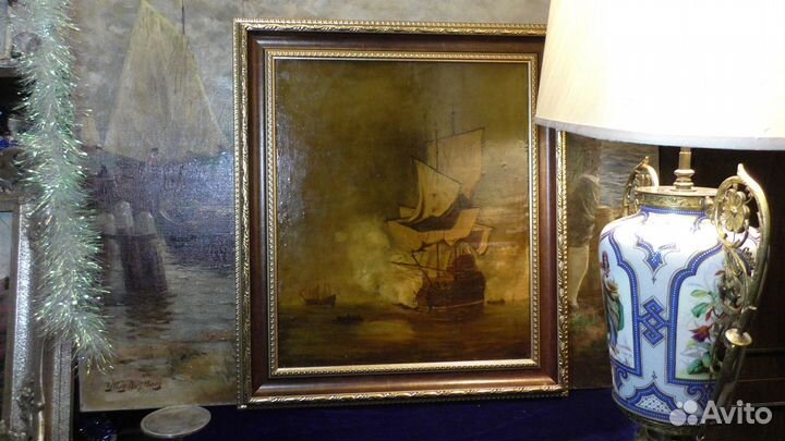 Морской бой.18-19 век.Европа.Картина.Живопись