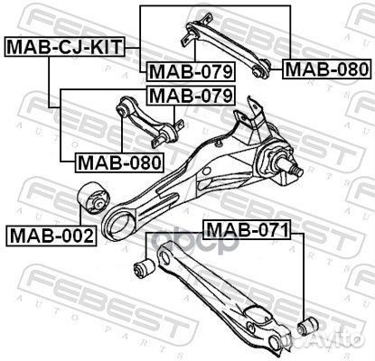 Сайлентблок задней тяги (комплект) MAB-CJ-KIT M