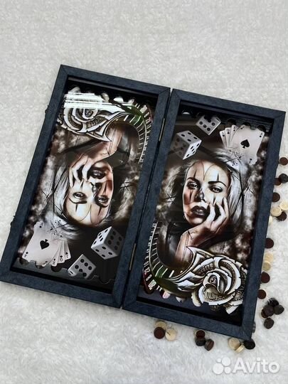 Нарды ручной работы со стеклом 