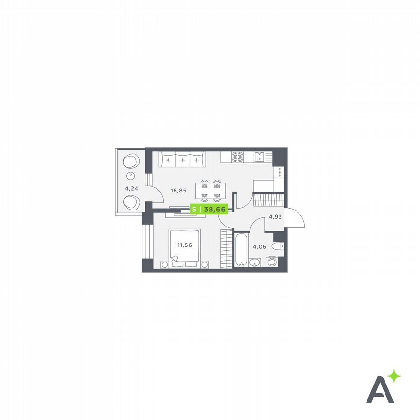 1-к. квартира, 38,7 м², 6/12 эт.