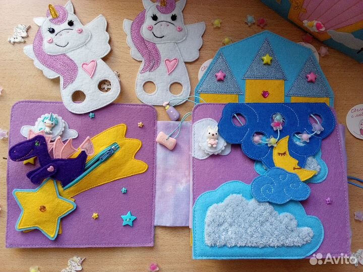 Книга-трельяж из фетра Зaмок Eдинорожки и Дрaкoши