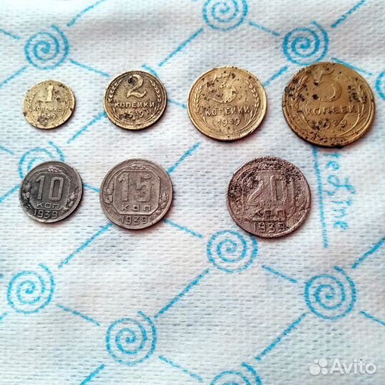Монеты СССР 10 коп. и 15 коп. 1939г. комплектом
