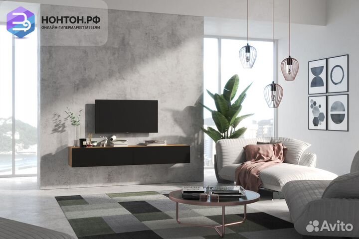 Тв-тумба somero дуб вотан / черный